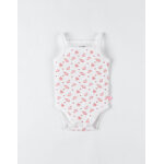 Body bretelles en coton bio, cru / rose corail