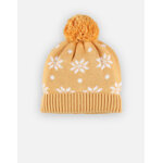 Bonnet tricot  pompon, jaune