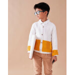 Cardigan bicolore, blanc / jaune