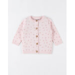 Cardigan imprim vgtal en tricot bio fin, rose clair