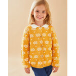 Cardigan tricot jacquard pais, jaune