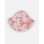 Chapeau corail � fleurs peps