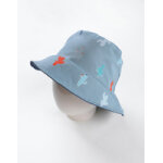 Chapeau rversible  imprim cactus, aqua fonc / bleu