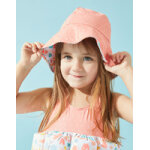 Chapeau rversible  imprim papillon, multicolore / corail