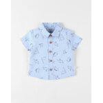 Chemise chambray dinos � manches courtes, bleu clair