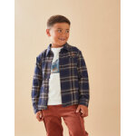 Chemise flannelle  carreaux, bleu marine / caramel