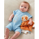 Combishort lphant en jersey gaufr, bleu