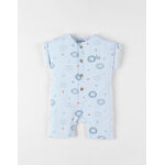 Combishort imprim lion en molleton, bleu ciel