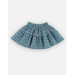 Jupe  imprims fleuris, bleu canard