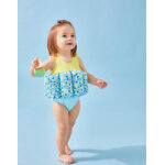 Maillot boue  imprims, aqua / citron