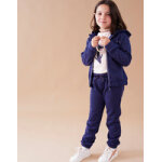 Pantalon confort jogging en molleton paillet, bleu marine