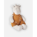 Peluche small tiga en veloudoux et mousseline de coton bio, beige / ocre