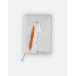 Protge carnet de sant girafe en veloudoux, beige