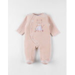 Pyjama 1 pice gupard en velours, poudre