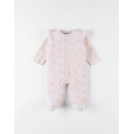 Pyjama 1 pice imprims libellules en velours, rose clair