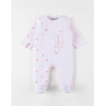 Pyjama 1 pice imprim papillons et girafe en jersey, rose clair