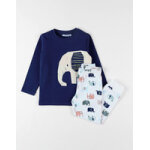 Pyjama 2 pices lphants en jersey, indigo / cru