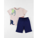 Pyjama 2 pices lphants en jersey, sable / indigo