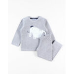 Pyjama 2 pices lphant en velours, gris chin