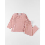Pyjama 2 pi�ces girafe en velours, rose poudr�