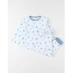 Pyjama 2 pices imprims dino en velours, cru / bleu / vert