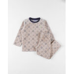 Pyjama 2 pices  imprim lion en velours, beige