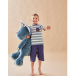 Pyjama 2 pices en jersey, cru / bleu marine