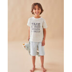 Pyjama 2 pices en jersey ray, cru / aqua