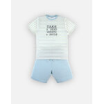 Pyjama 2 pièces rayé papa, aqua / écru Pyjama 2 pièces rayé papa, aqua / écru