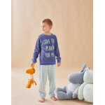 Pyjama 2 pices en velours, bleu / vert