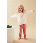 Pyjama 2 pices en velours, framboise / rose clair