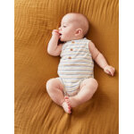 Pyjama combishort rayé en coton bio, tricolore Pyjama combishort rayé en coton bio, tricolore