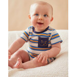Pyjama combishort rayé en coton, bleu marine / écru Pyjama combishort rayé en coton, bleu marine / écru