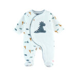 Pyjama dinosaure en velours, blanc / bleu