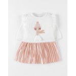 Robe bi - matière dame, écru / rosé Robe bi - matière dame, écru / rosé