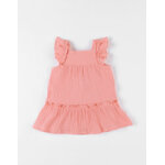 Robe vase en mousseline de coton, corail