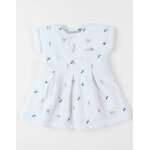 Robe imprim fleuri en crpe de coton, cru