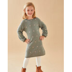 Robe jacquard  pois, kaki / rose clair