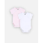 Set de 2 bodys croisés à manches courtes, rose clair / blanc Set de 2 bodys croisés à manches courtes, rose clair / blanc