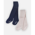 Set de 2 collants, beige / bleu marine