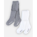 Set de 2 collants, blanc / gris
