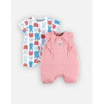 Set de 2 combishorts en coton rose Set de 2 combishorts en coton rose