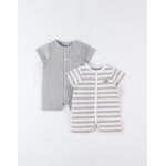 Set de 2 combishorts en jersey, gris clair / écru Set de 2 combishorts en jersey, gris clair / écru