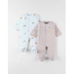 Set de 2 pyjamas 1 pice en jersey, cru / taupe chin