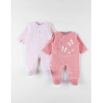 Set de 2 pyjamas 1 pice en velours, rose clair / blush