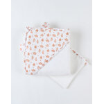 Set de bain l�opard en �ponge et mousseline, �cru / terracotta