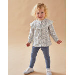 Set blouse fleurie + legging, bleu clair / cru