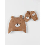Set chapka + moufles, caramel