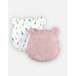 Set coussin ergonomique + 2 housses, rose et cru