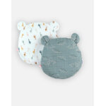 Set coussin ergonomique + 2 housses, vert et cru